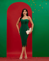 Strapless Tassels Midi Bandage Dress